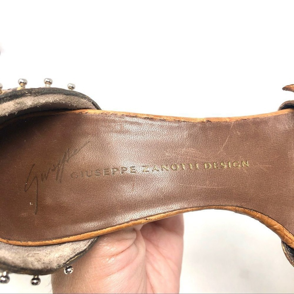 Giuseppe Zanotti Y2K Studded Brown Leather Caged Heeled Sandals 35.5 - Picture 6 of 12